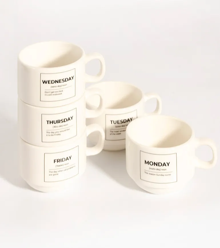 Set de tasses - Jours de la semaine